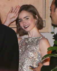 Lily Collins - Leaving a Golden Globes after party in West Hollywood, 11 января 2015 (9xHQ) GfOxF2m6